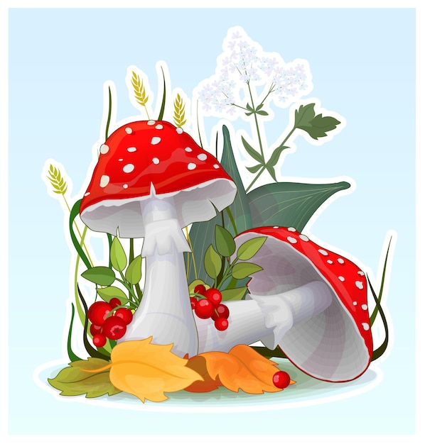 Illustration Vectorielle De Dessin Animé Flyagaric Muchroom