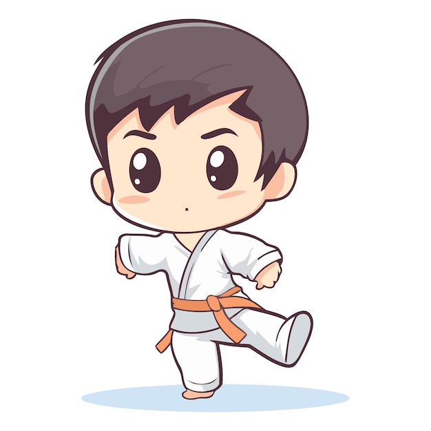 Illustration Vectorielle De Dessin Animé De Garçon De Taekwondo