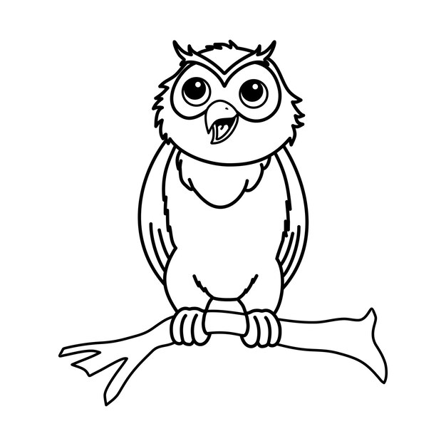 Vecteur illustration vectorielle de dessin animé de hibou sage dessin animé mignon de hibou dessin d'ami à plumes ludique