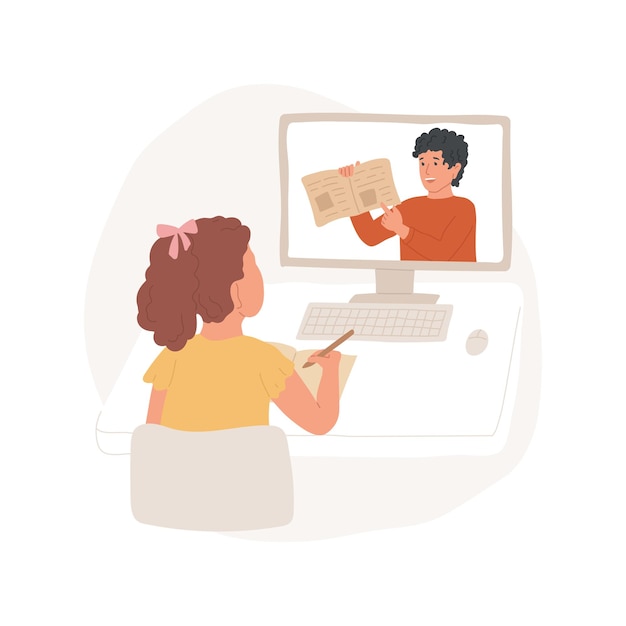 Illustration vectorielle de dessin animé isolé de tutorat en ligne