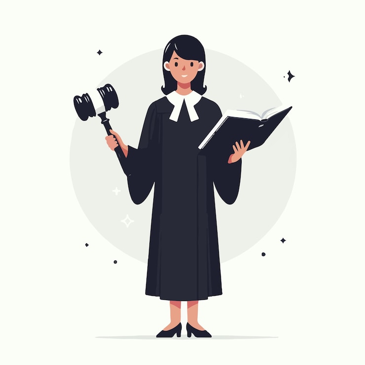 Vecteur illustration vectorielle de dessin animé juge féminin