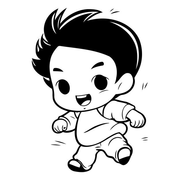 Vecteur illustration vectorielle de dessin animé de kung fu boy isolée sur un fond blanc