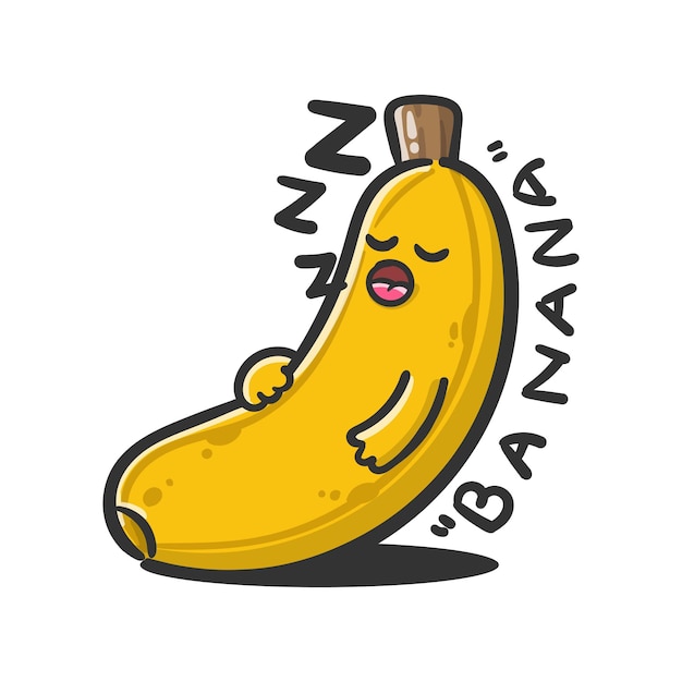 Illustration Vectorielle De Dessin Animé Mignon Banane Sommeil