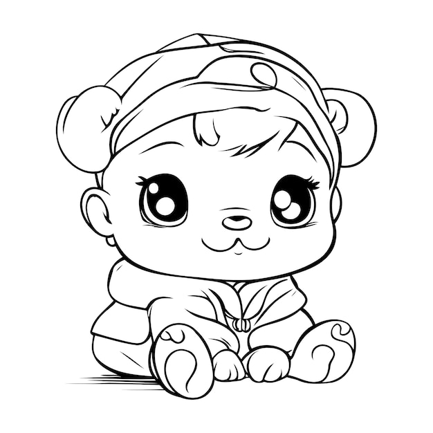 Illustration Vectorielle De Dessin Animé Mignon Bébé Garçon Livre De Coloriage Pour Enfants