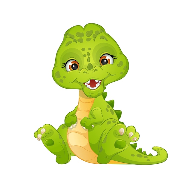 Vecteur illustration vectorielle de dessin animé mignon dinosaure vert t rex