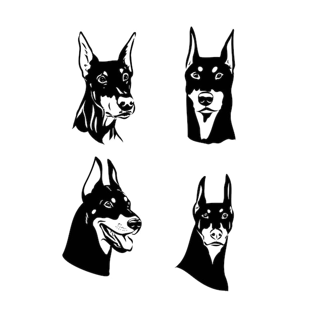 Illustration vectorielle de dessin animé mignon doberman