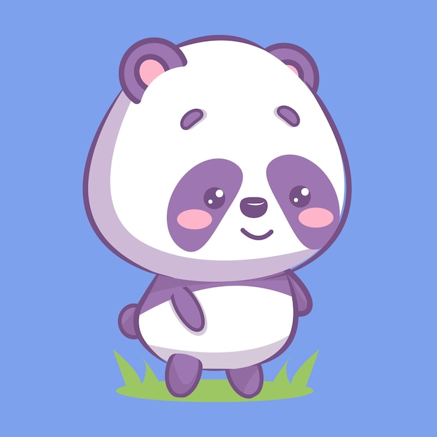 Illustration vectorielle de dessin animé mignon panda kawaii
