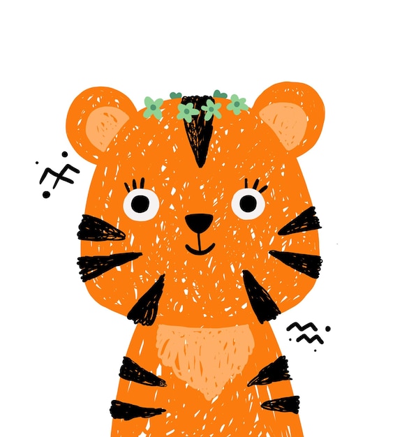 Illustration Vectorielle De Dessin Animé Mignon Tigre Bébé Cub