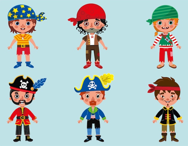 Illustration Vectorielle De Dessin Animé Pirate Garçons