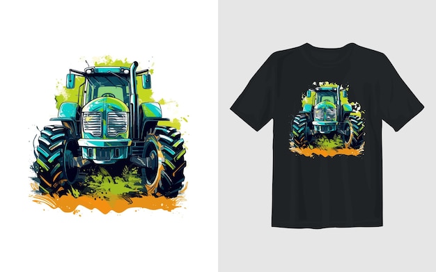 Vecteur illustration vectorielle de dessin animé de tracteur conception de t-shirt de tracteur