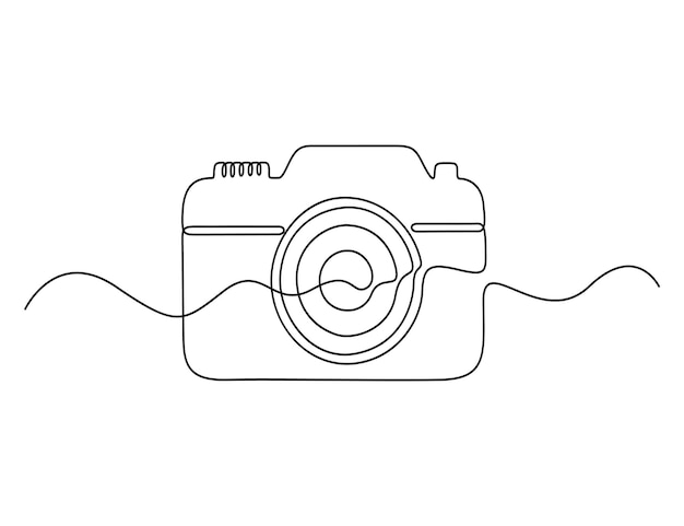 Illustration vectorielle de dessin en ligne continue de la caméra HD