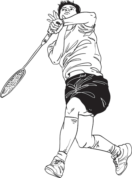 Vecteur illustration vectorielle dessinée à la main de badminton