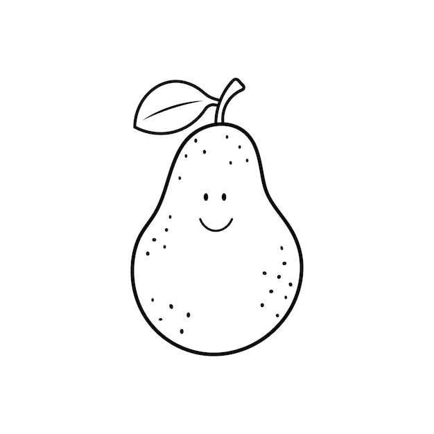 Illustration vectorielle dessinée à la main couleur enfants mignons sourire fruits poire clipart