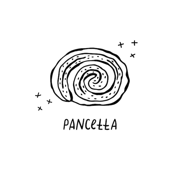 Illustration Vectorielle Dessinée à La Main De La Cuisine Italienne Pancetta