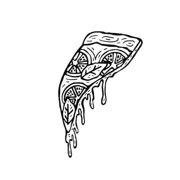 Illustration Vectorielle Dessinée à La Main De La Cuisine Italienne Pizza