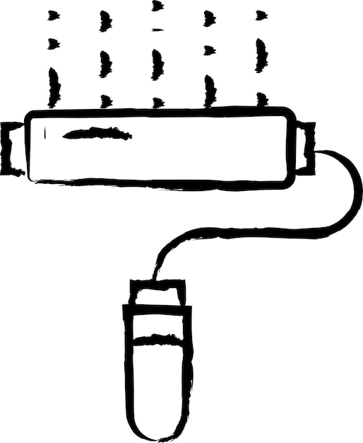 Illustration Vectorielle Dessinée à La Main Du Rouleau De Peinture