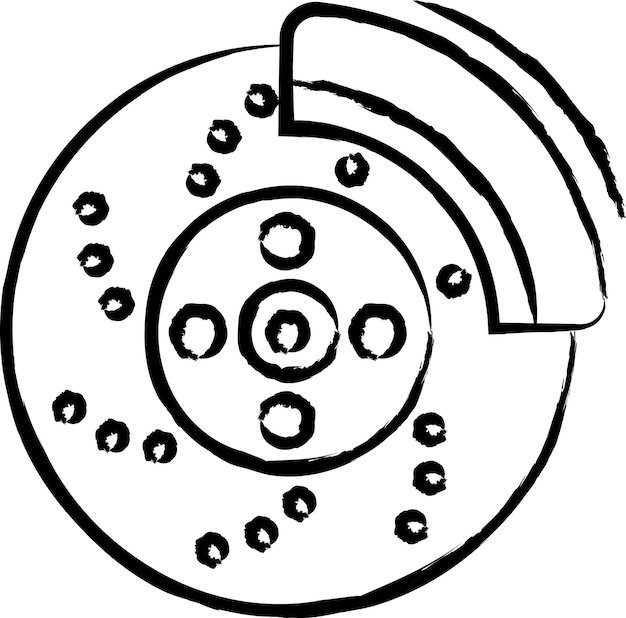 Vecteur illustration vectorielle dessinée à la main de frein à disque