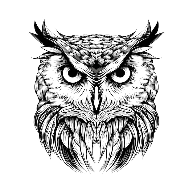 Illustration vectorielle dessinée à la main d'un hibou