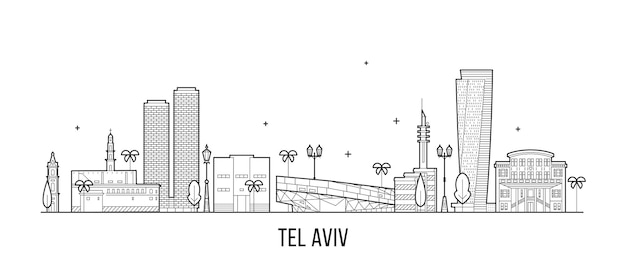 Illustration vectorielle dessinée à la main de l'horizon de Tel Aviv en Israël