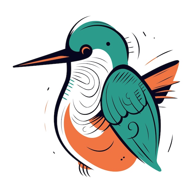 Illustration Vectorielle Dessinée à La Main D'un Kingfisher Isolé Sur Fond Blanc