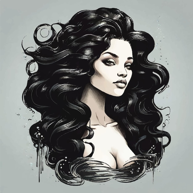 Illustration vectorielle dessinée à la main par une belle femme noire