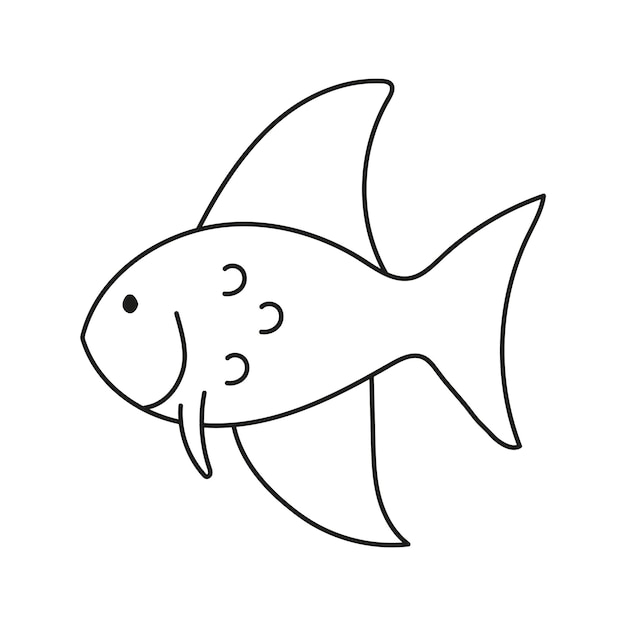 Illustration Vectorielle Dessinée à La Main D'un Poisson D'aquarium