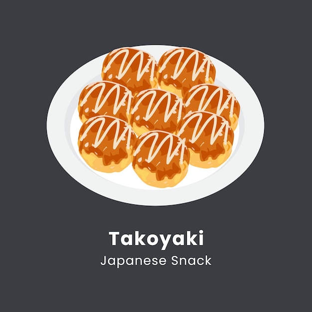 Illustration Vectorielle Dessinée à La Main Takoyaki Ou Boules De Pieuvre