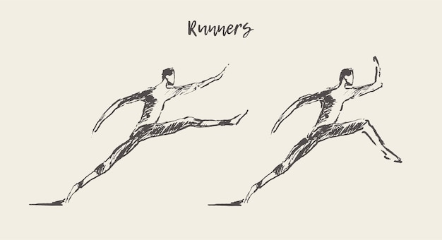 Illustration Vectorielle Dessinés à La Main Des Coureurs