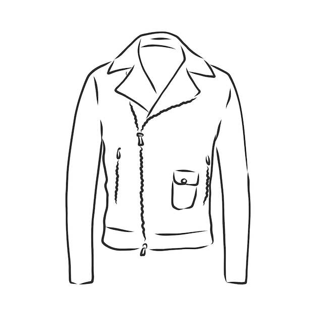 Illustration Vectorielle Dessinés à La Main. Oeuvre D'art Créatif Contour Noir. Illustration De Mode à L'encre. Veste En Cuir Illustration Vectorielle. Veste En Cuir Dessinée à La Main. Veste En Cuir, Illustration De Croquis De Vecteur