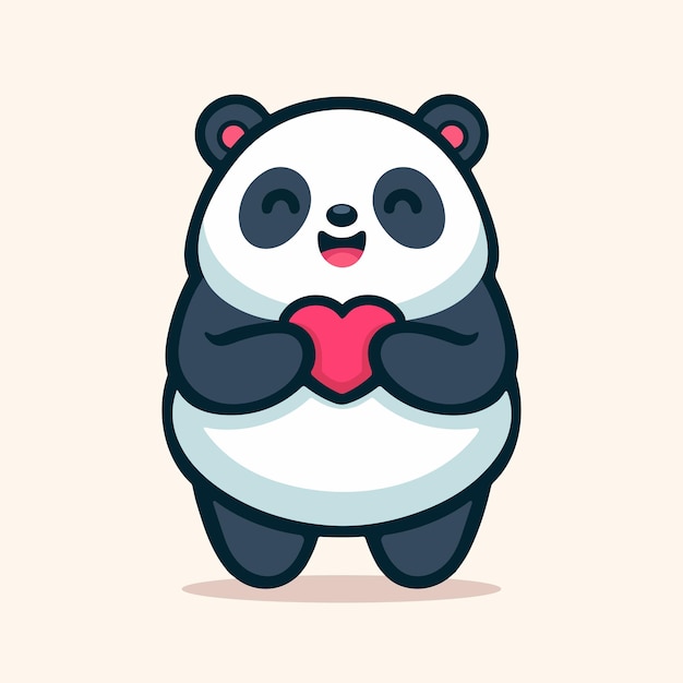 Illustration vectorielle de dessins animés de kawaii panda dans un style plat