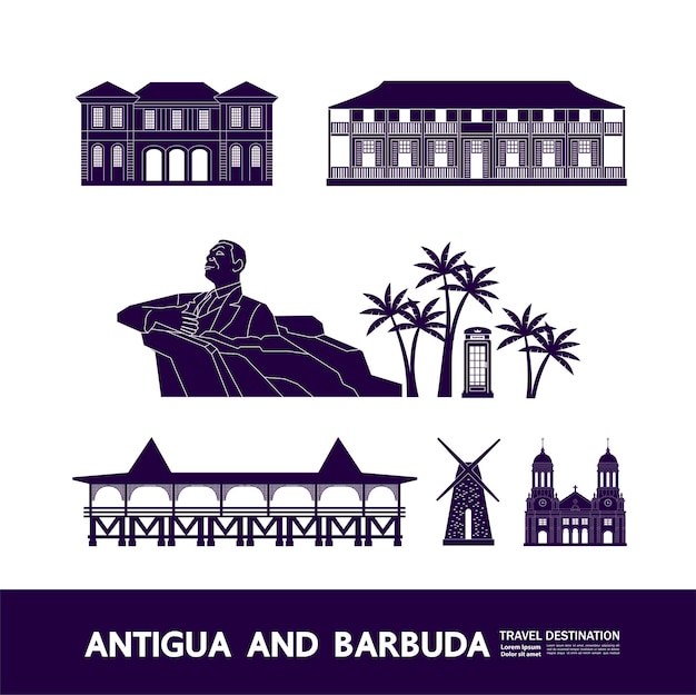 Illustration Vectorielle De Destination De Voyage Antigua-et-barbuda.