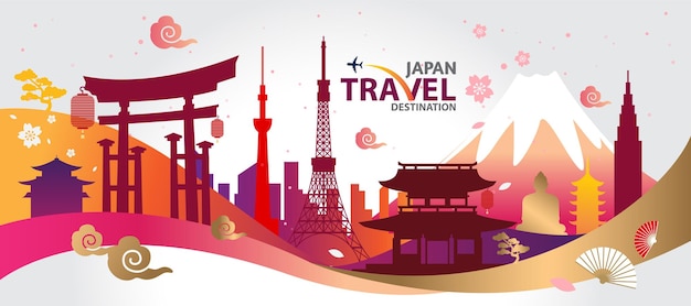 illustration vectorielle de destination de voyage au japon