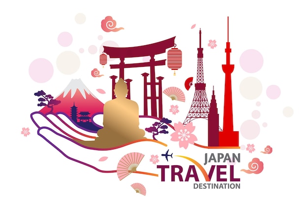 Vecteur illustration vectorielle de destination de voyage au japon