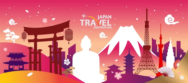 illustration vectorielle de destination de voyage au japon