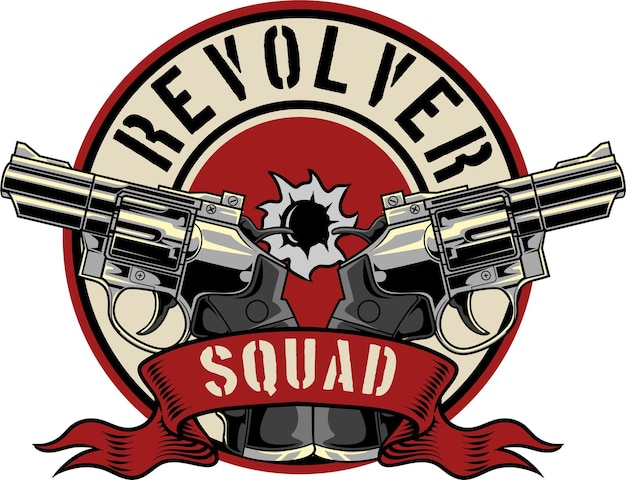 Vecteur illustration vectorielle de deux revolvers mr412 rex avec une illustration vintage disponible pour le logo de tir