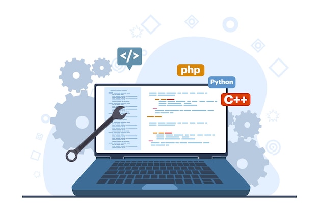 illustration vectorielle sur le développement Web ou le concept de langage de programmation