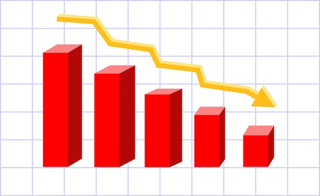 Illustration Vectorielle De Diagramme Graphique De Tendance Baissière Avec La Couleur Rouge