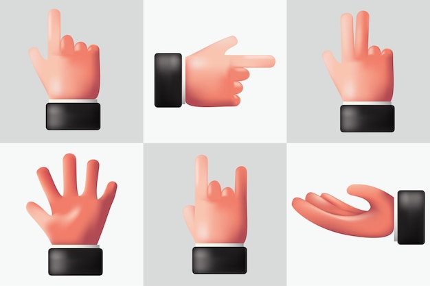 Vecteur illustration vectorielle de différents gestes de la main