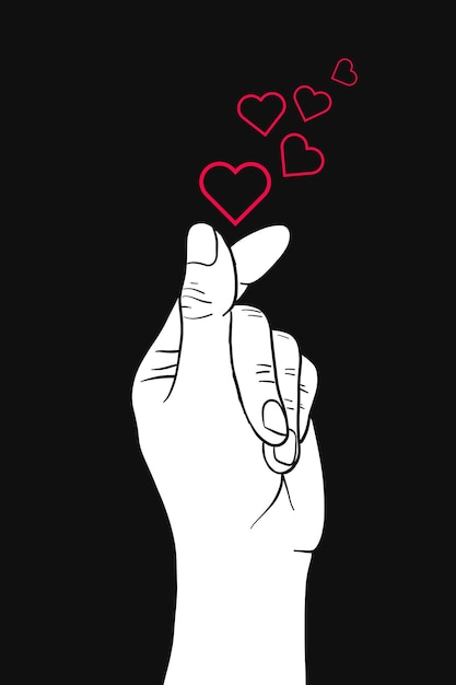 Vecteur illustration vectorielle de doigt coeur dessiné à la main