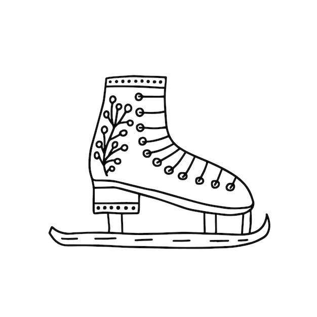 Vecteur illustration vectorielle de doodle de patin à glace d'hiver clipart vectoriel de patin à glace dessiné à la main