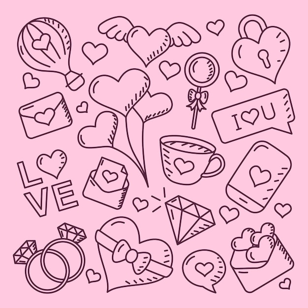 illustration vectorielle de doodle saint valentin