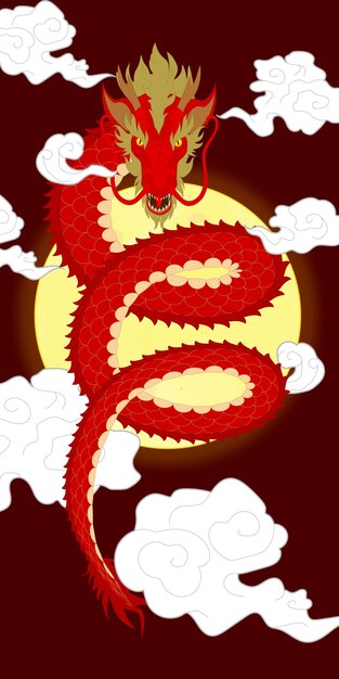 Illustration vectorielle de dragon chinois