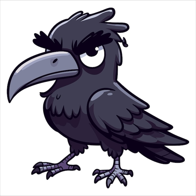 Illustration Vectorielle Drôle De Corbeau Sur Fond Blanc