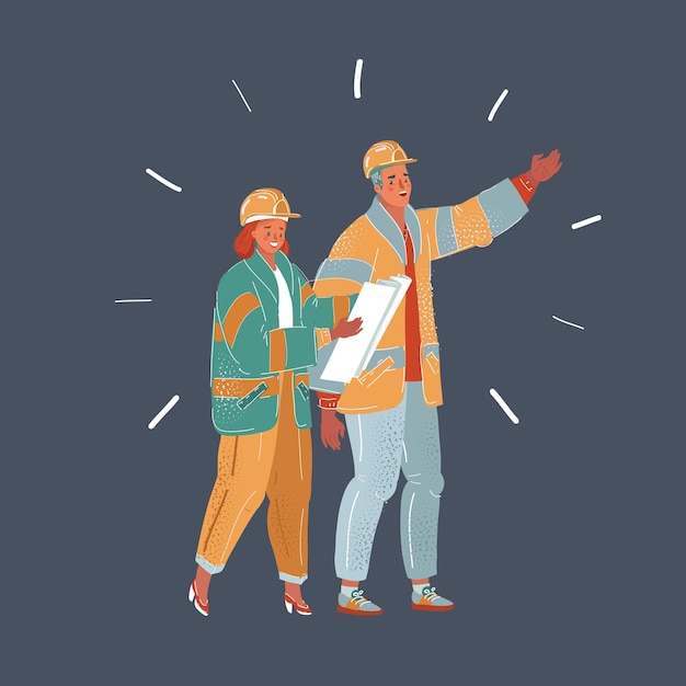 Illustration vectorielle du bâtiment de réparation et du concept de maison couple souriant rénovant ensemble une nouvelle maison
