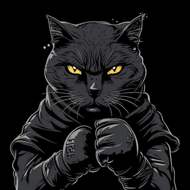 Vecteur illustration vectorielle du chat en tant que combattant ufc chat courageux illustration cool chat