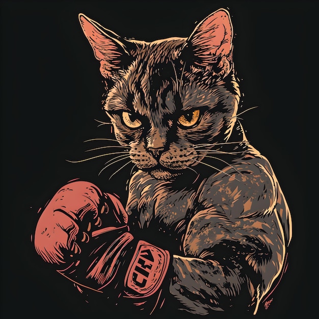 Vecteur illustration vectorielle du chat en tant que combattant ufc chat courageux illustration cool chat