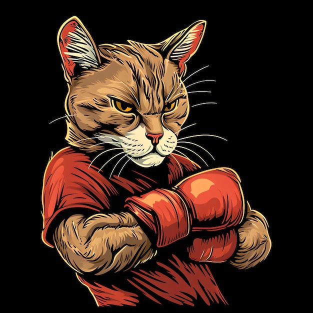 Vecteur illustration vectorielle du chat en tant que combattant ufc chat courageux illustration cool chat