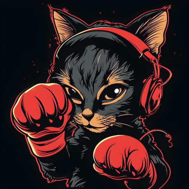 Vecteur illustration vectorielle du chat en tant que combattant ufc chat courageux illustration cool chat