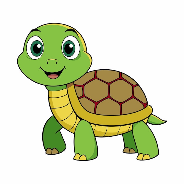 Illustration vectorielle du clip de dessin animé de la tortue adorable