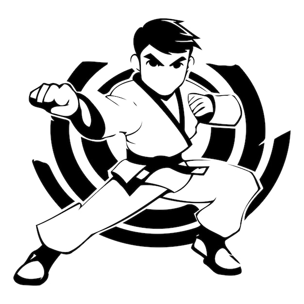 Vecteur illustration vectorielle du combattant de taekwondo